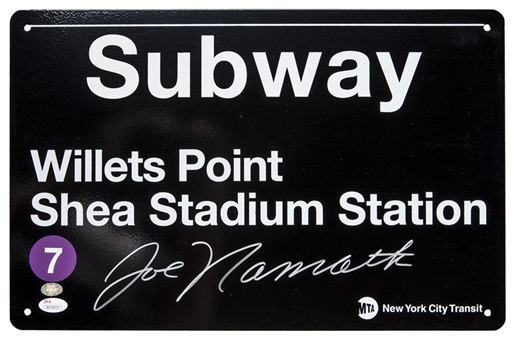 Joe Namath Autographed Shea Stadium Subway Sign (Namath Holo & JSA)